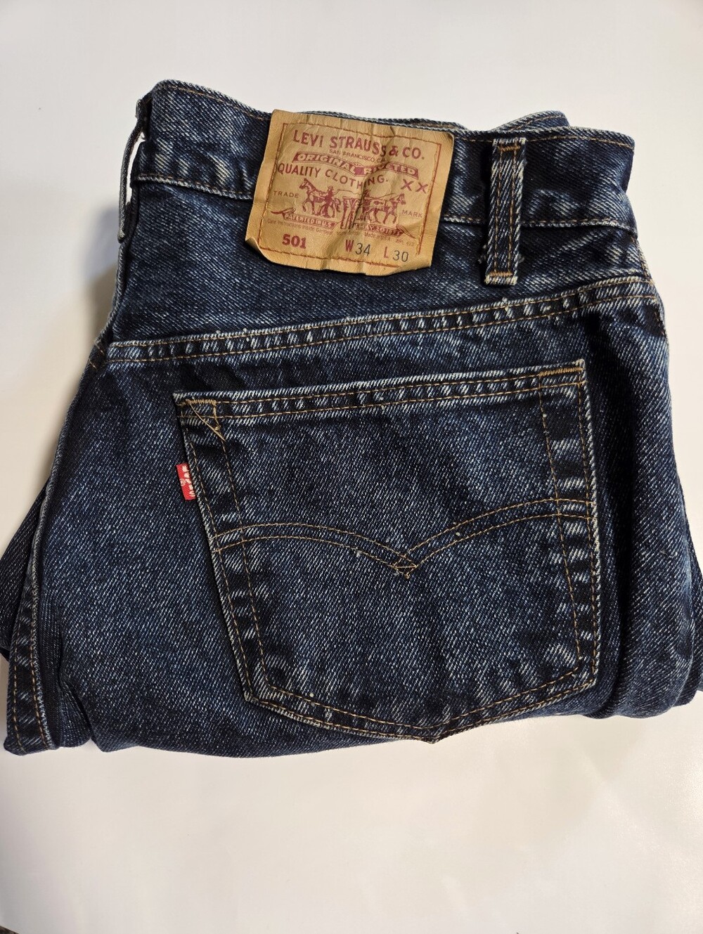 Vtg Mens Levis 501 Dark Blue Acid Wash Made In USA 1991 Sz 34x30 Actual Waist 33